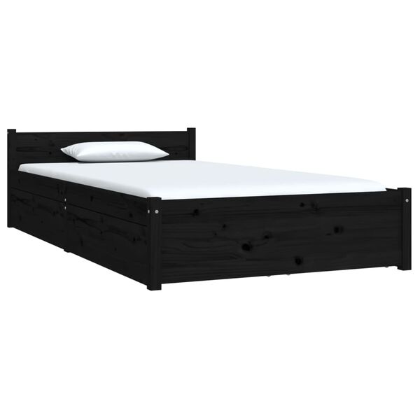 vidaXL Bed Frame without Mattress with Drawers Black 90x200 cm (815033+814988)