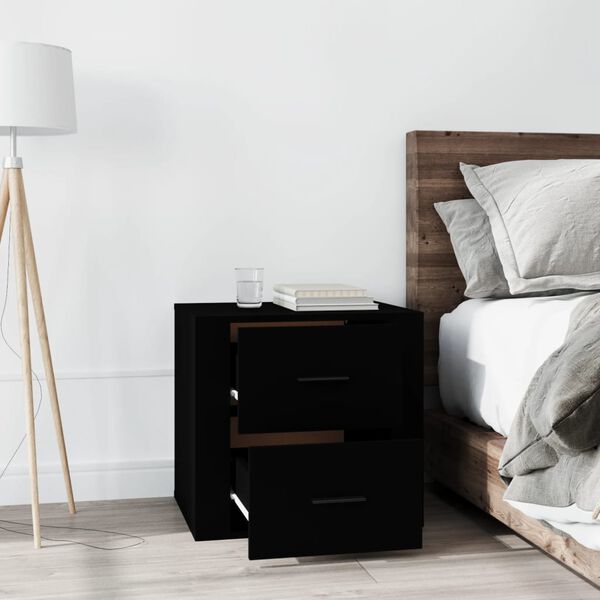 vidaXL Bedside Cabinet Black 50x39x47 cm