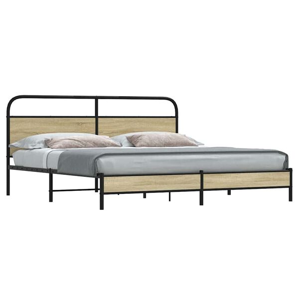 vidaXL Metal Bed Frame without Mattress Sonoma Oak 193x203 cm
