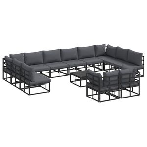 vidaXL Garden Sofa Set with Cushion 13 pcs Black Aluminium