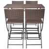vidaXL 5 Piece Folding Outdoor Dining Set Steel Poly Rattan Brown