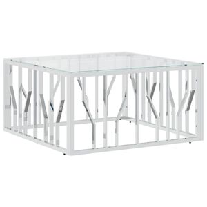 vidaXL Coffee Table 80x80x40 cm Stainless Steel and Glass