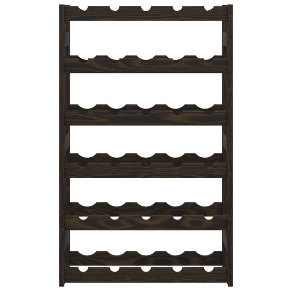 vidaXL Wine Rack for 30 Bottles Black Solid Wood Pine