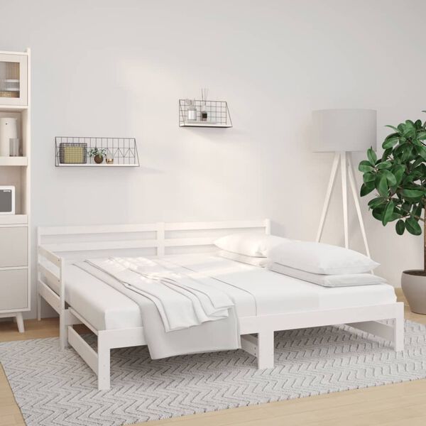 vidaXL Pull-out Day Bed without Mattress White 2x(90x190)cm
