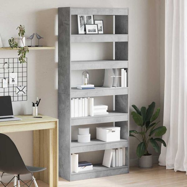 vidaXL Book Cabinet Concrete Grey 80 x 30 x 198 cm Engineered Wood