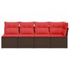 vidaXL Garden Sofa with Cushion Brown 227 x 62 x 69cm Poly Rattan