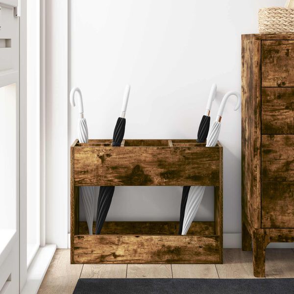 vidaXL Umbrella Stand Smoked Oak 65 x 24 x 50 cm Engineered Wood