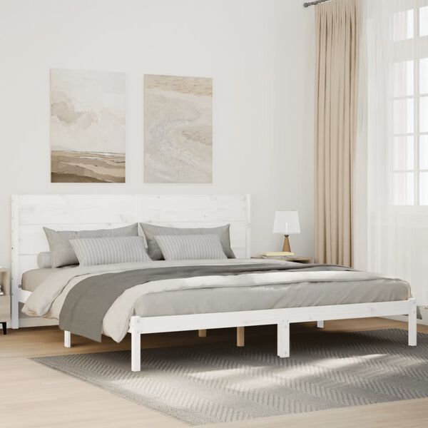 vidaXL Extra Long Bed Frame without Mattress White 140x210 cm Solid Wood
