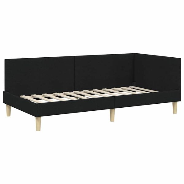 vidaXL Corner Bed Frame with Headboard Black 90 cm x 190 cm Velvet