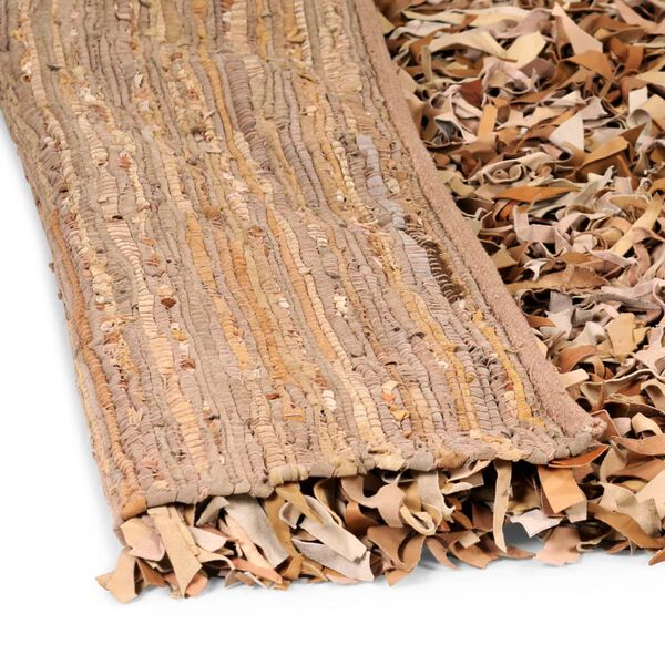 vidaXL Shaggy Rug Genuine Leather 160x230 cm Tan