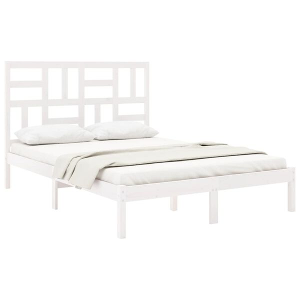vidaXL Bed Frame without Mattress White Solid Wood 140x190 cm
