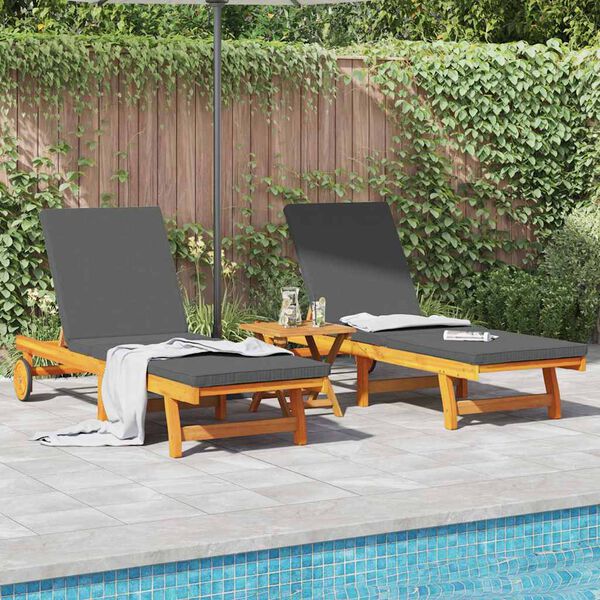 vidaXL Sun Lounger 2 pcs Brown 63 x 199 x 85cm Solid Acacia wood