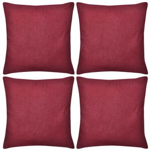 4 Burgundy Cushion Covers Cotton 40 x 40 cm