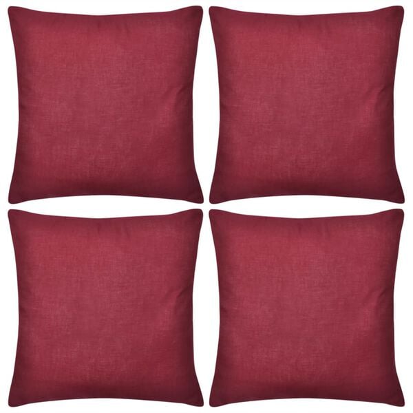 4 Burgundy Cushion Covers Cotton 40 x 40 cm