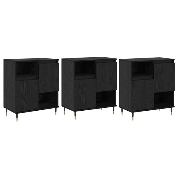 vidaXL Sideboards 3 pcs Black oak 180 x 35 x 70 cm Engineered wood