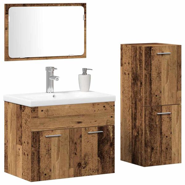 vidaXL Bathroom Furniture Set Wall-mounted 4 pcs Brown Engineered Wood
