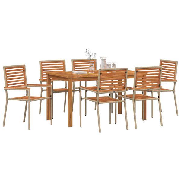 vidaXL Garden Dining Set 7 pcs Beige Solid Acacia Wood