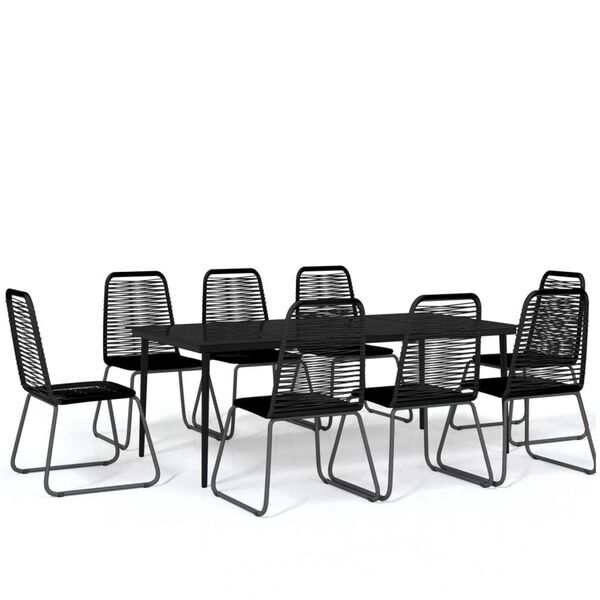 vidaXL 9 Piece Garden Dining Set Black