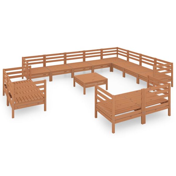 vidaXL 13 Piece Garden Lounge Set Solid Wood Pine Honey Brown