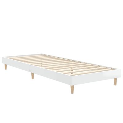 vidaXL Bed Frame High Gloss White 75x190 cm Small Single Engineered Wood