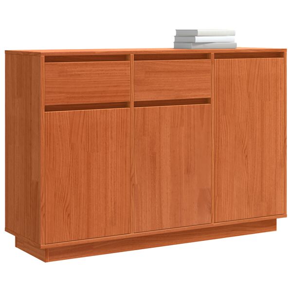 vidaXL Sideboard Wax Brown 110 x 34 x 75 cm Solid Pine Wood