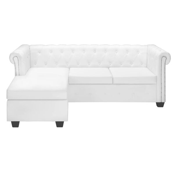 vidaXL L-shaped Chesterfield Sofa Artificial Leather White