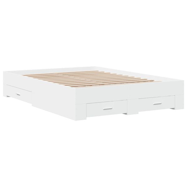 vidaXL Bed Frame with Drawers without Mattress White 135x190 cm Double