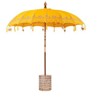 vidaXL Balinese Parasol with Base Yellow 215 x 215 x 260 cm
