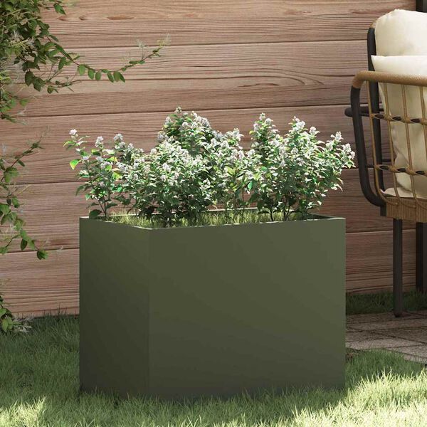 vidaXL Garden Planter Olive green 50 x 32 x 40 cm Cold-rolled Steel