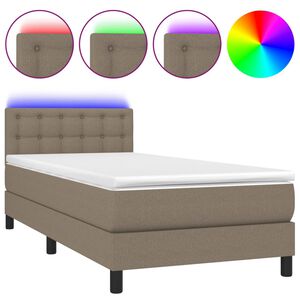 vidaXL Box Spring Bed with Mattress&LED Taupe 80x200cm Fabric