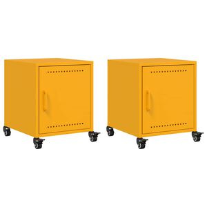 vidaXL Bedside Cabinets 2 pcs Mustard Yellow 36x39x43,5 cm Steel