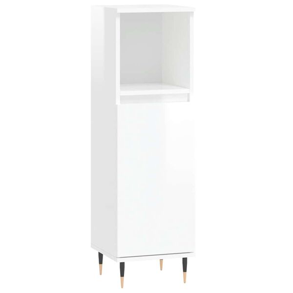 vidaXL Bathroom Cabinet High Gloss White 30x30x100 cm Engineered Wood