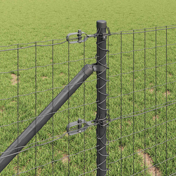 vidaXL Fence with Posts Grey 0.6 x 50 m Steel