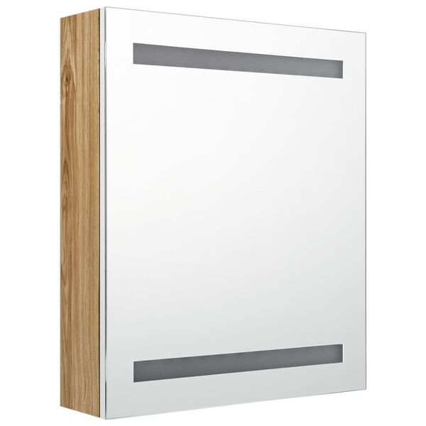 vidaXL LED Bathroom Mirror Cabinet White and Oak 50x14x60 cm