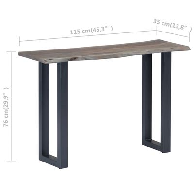 vidaXL Console Table Grey 115x35x76 cm Solid Aacia Wood and Iron