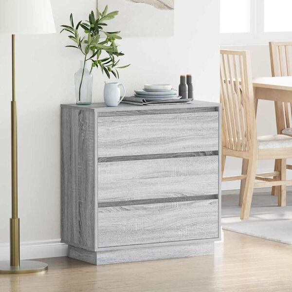 vidaXL Bedside Cabinet Grey 71 x 34.5 x 75 cm Engineered wood