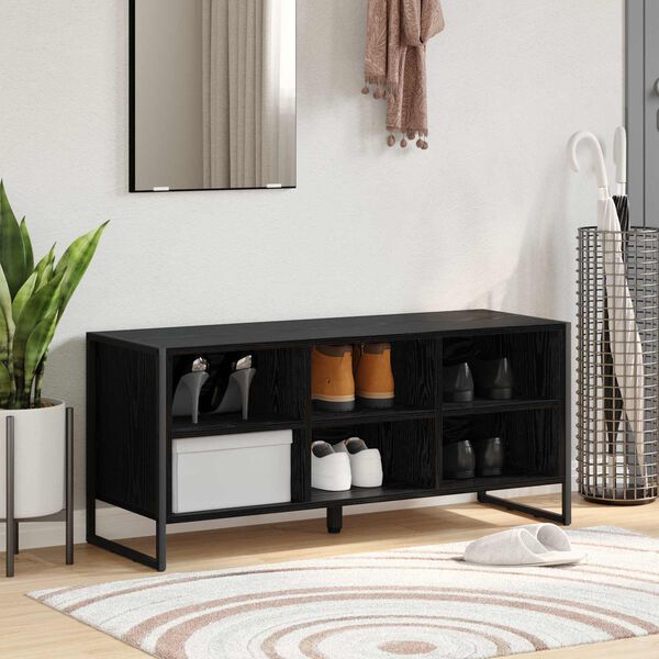 vidaXL Shoe Cabinet Black Oak 100 x 35 x 44 cm Engineered Wood