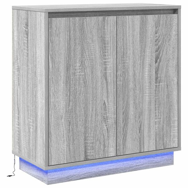 vidaXL LED Sideboard Grey Sonoma 71 x 34.5 x 75 cm Engineered Wood