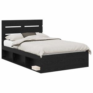vidaXL Bed Frame with Headboard Black 120 x 200 cm Solid Pine Wood