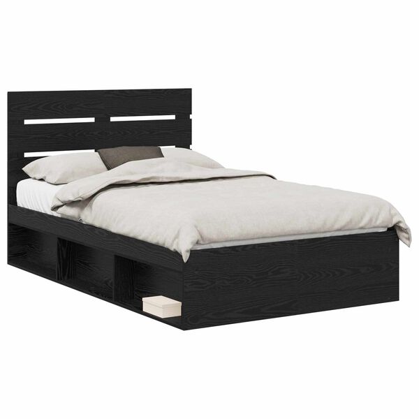 vidaXL Bed Frame with Headboard Black 120 x 200 cm Solid Pine Wood