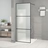 vidaXL Walk-in Shower Wall Black 80x195 cm Frosted ESG Glass