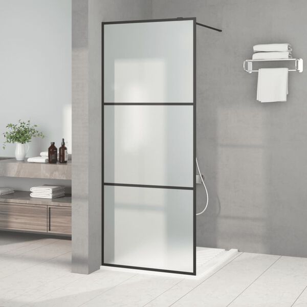 vidaXL Walk-in Shower Wall Black 80x195 cm Frosted ESG Glass