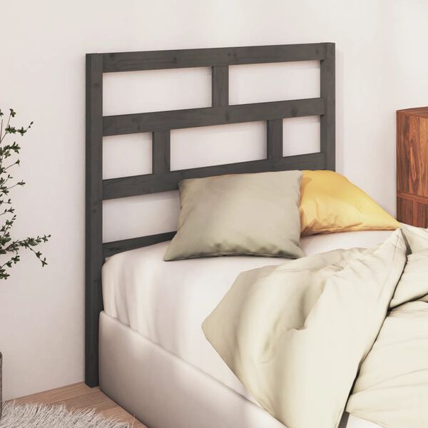 vidaXL Bed Headboard Grey 106x4x100 cm Solid Wood Pine