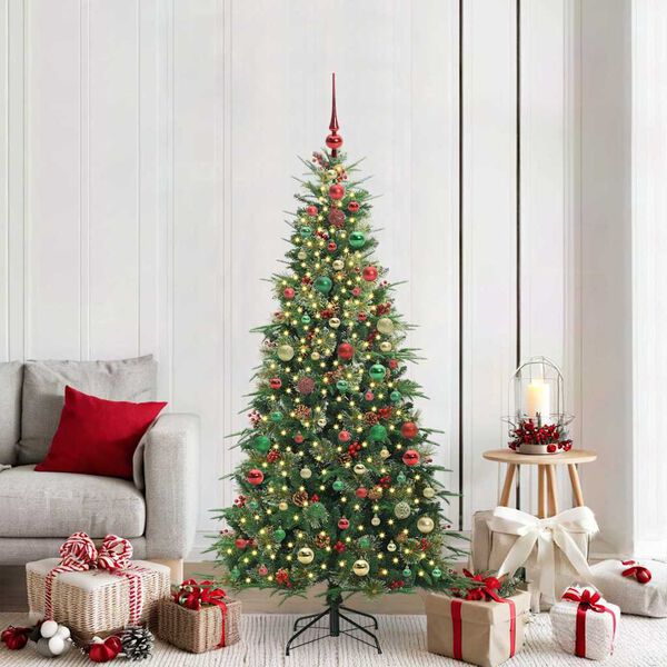 vidaXL Artificial Hinged Christmas Tree Green 180 cm PE and PVC
