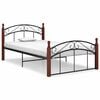 vidaXL Bed Frame without Mattress Black Metal&Solid Oak Wood 120x200 cm