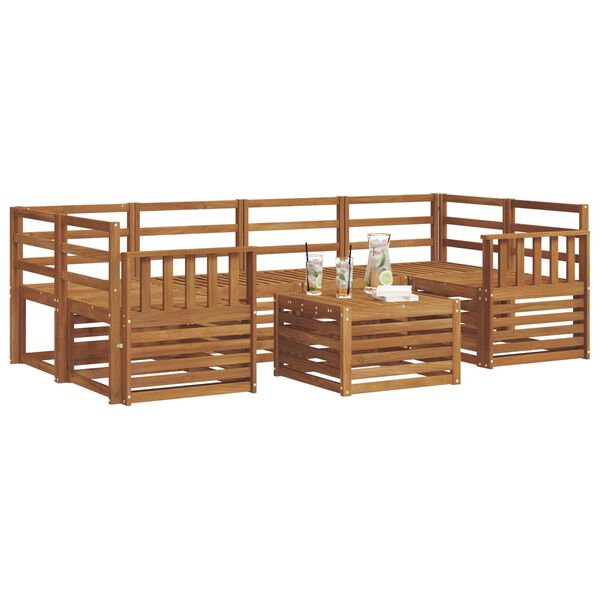 vidaXL Outdoor Sofa Set 7 pcs Natural Solid Acacia Wood