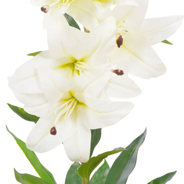 vidaXL Artificial Plant Lily with Pot White 65 cm