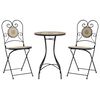 vidaXL Mosaic Bistro Set Terracotta and White Iron and Ceramic