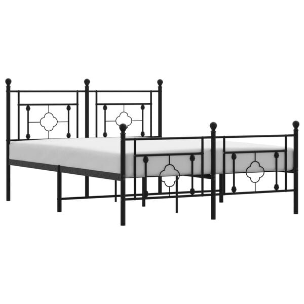 vidaXL Metal Bed Frame without Mattress with Footboard Black 140x190cm