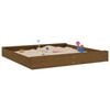 vidaXL Sandbox with Seats Honey Brown Square Solid Wood Pine